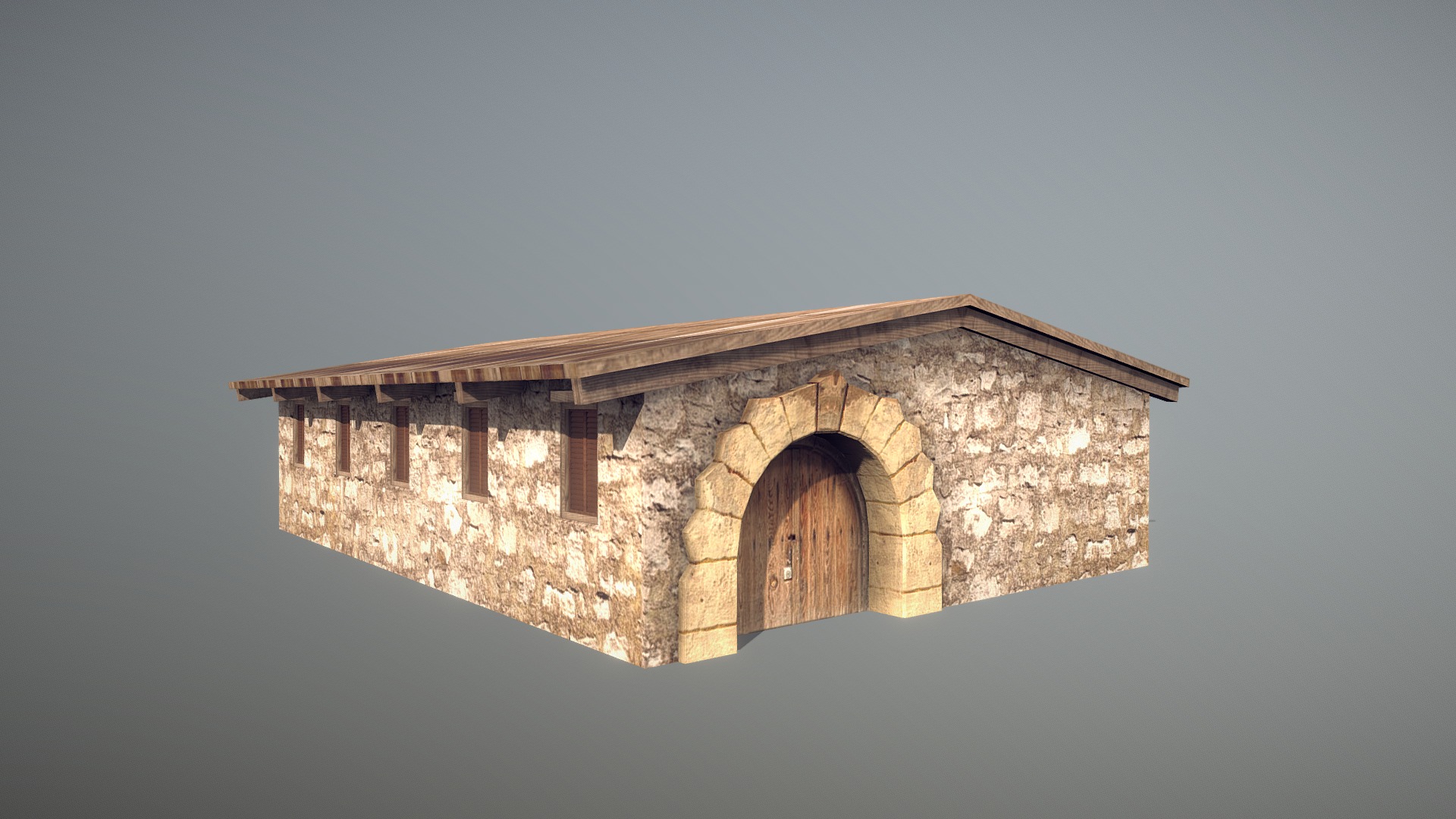 3D model Stone Fort Stable - This is a 3D model of the Stone Fort Stable. The 3D model is about a stone building with a door.