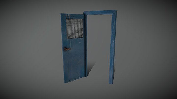 Blue Metal Door 3D Model