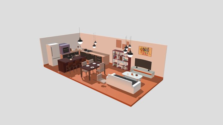 Kitchen Livingroom 3D Model