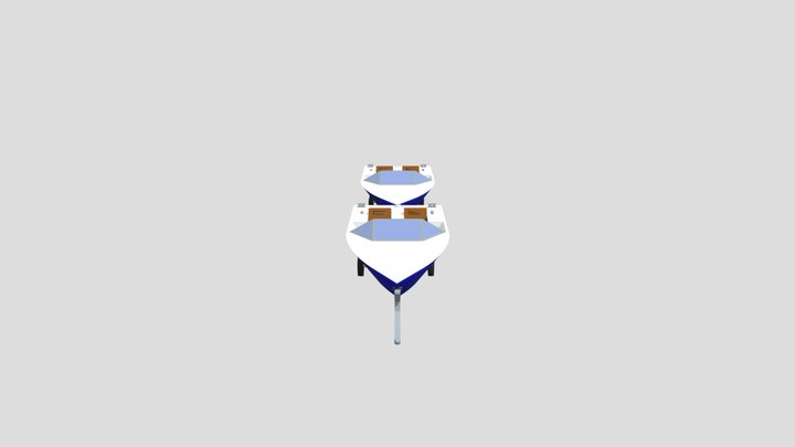 LANCHA COM REBOQUE DUPLO 3D Model