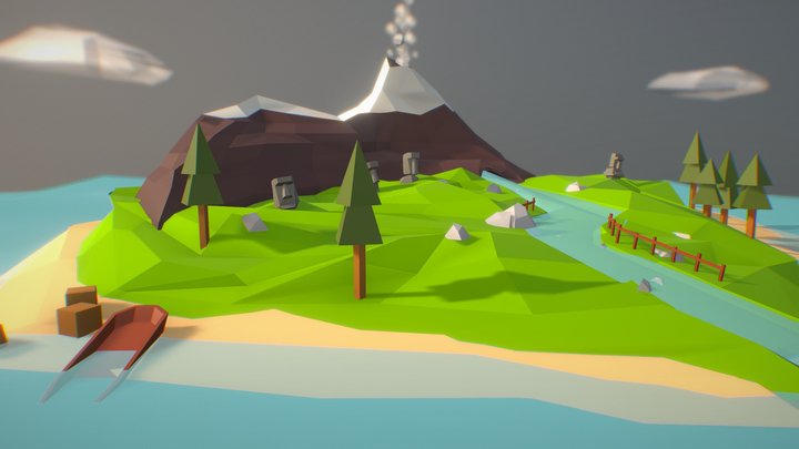 Easter Island Low Poly 3D Model