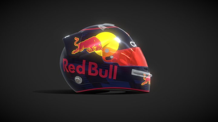 Red Bull F1 Helmet Blue and White (Two Colours) 3D Model