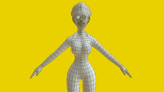 Estudo de retopologia de personagem 3D Model