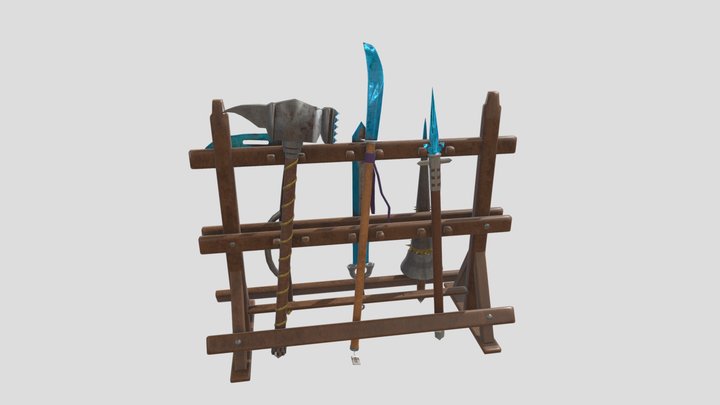 Complete Fantasy Weapon Rack 3D Model