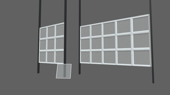 Office Set - Grid Walls 3D Model