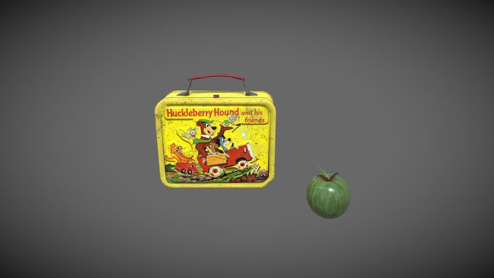 Old metal lunch box and apple 3D Model