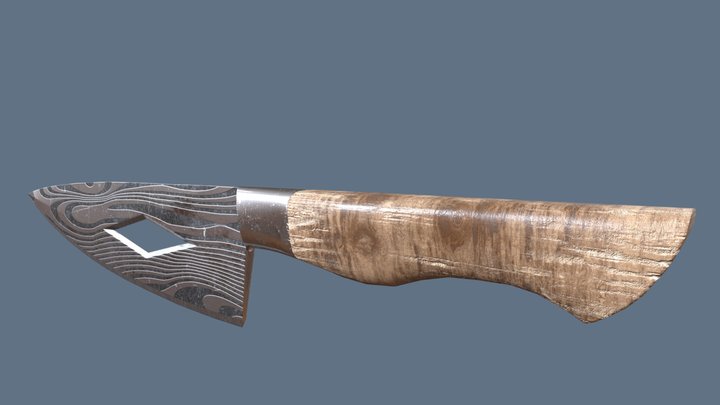 Damascus Steel Knife 3 3D Model