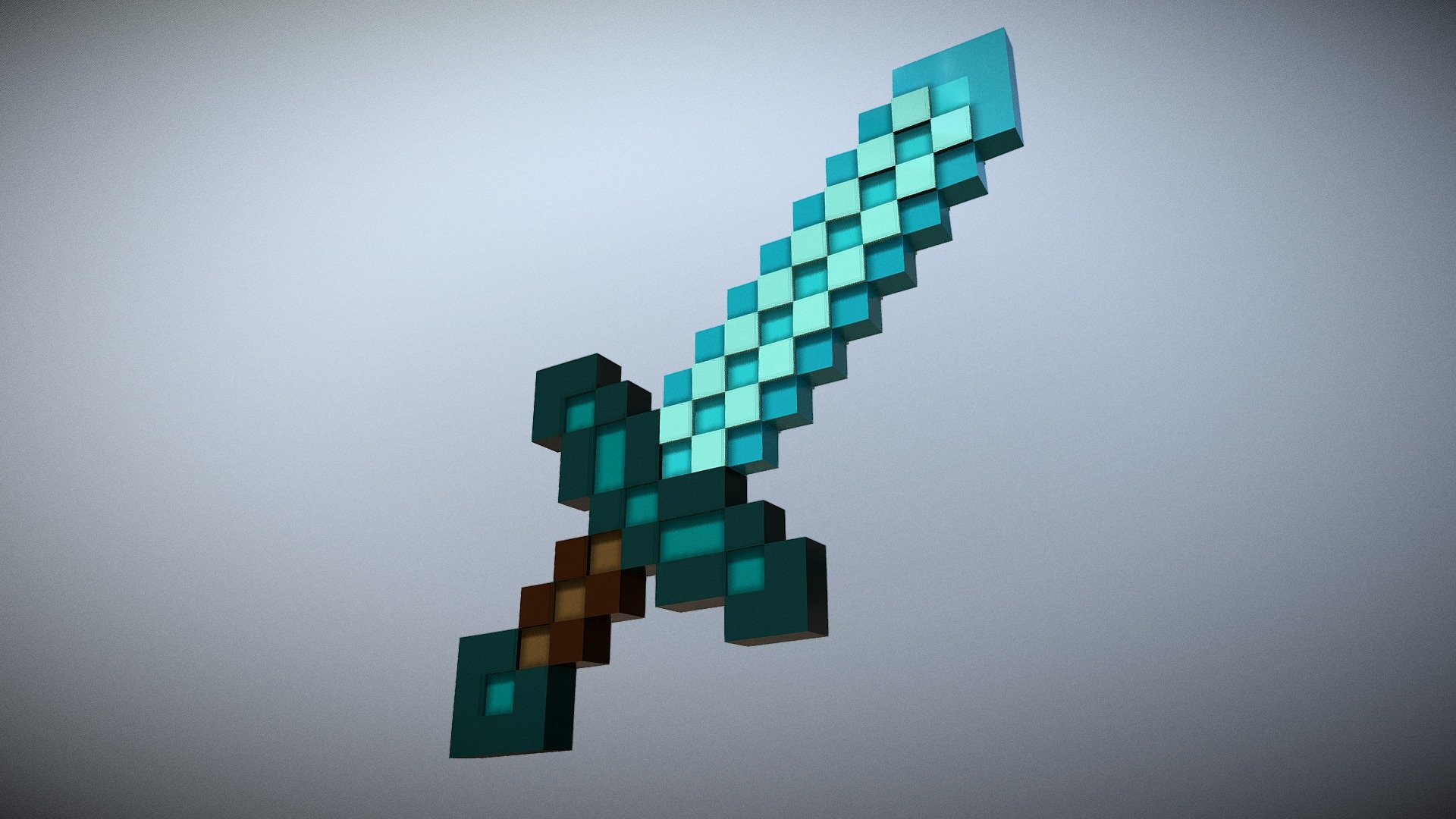 Minecraft Diamond Sword 3d Minecraft Diamond Sword 3D Model 2 obj