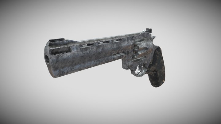 Worn Raging Bull Revolver 3D Model