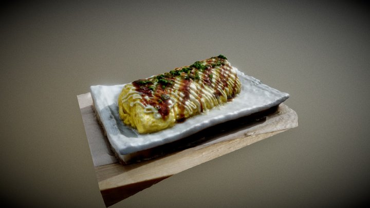 Japanese-style rolled omelette 3D Model