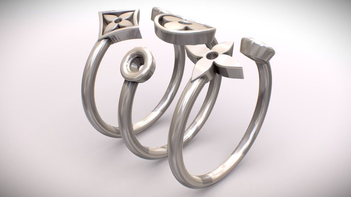 louis vuitton ring set 3D model 3D printable