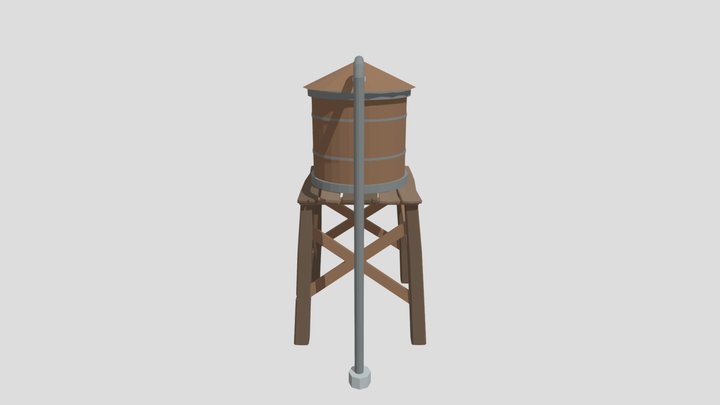 Low poly watertower 3D Model
