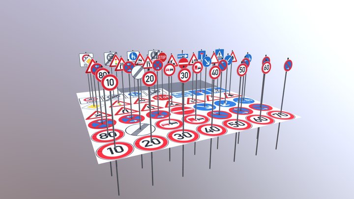 40 European Traffic Sign Pack for in City use 3D Model