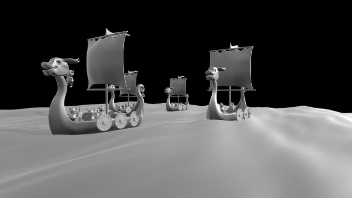 Vikings Longships 3D Model