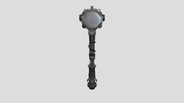 Heavy metal war hammer with mechanical design 3D Model