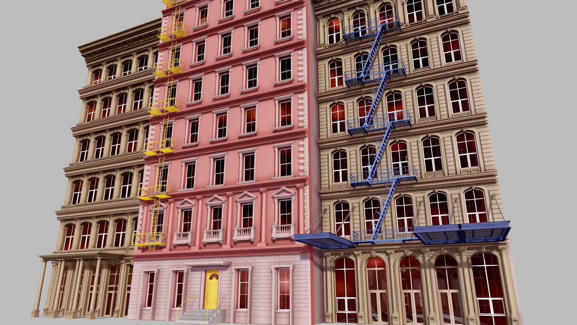 3D model Commercial Building Facade 18 - This is a 3D model of the Commercial Building Facade 18. The 3D model is about a building with a tower.