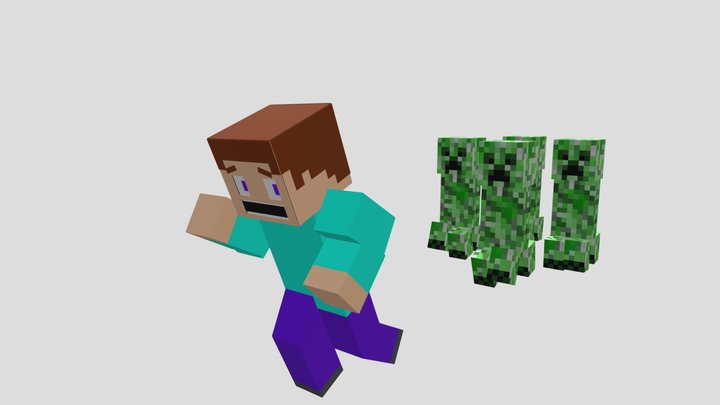 3D model Minecraft Creeper Deluxe VR / AR / low-poly