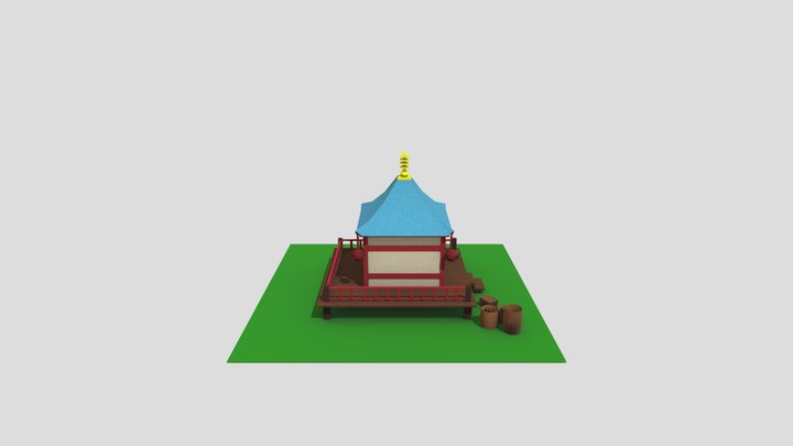 Low Poly Asian House 3D Model