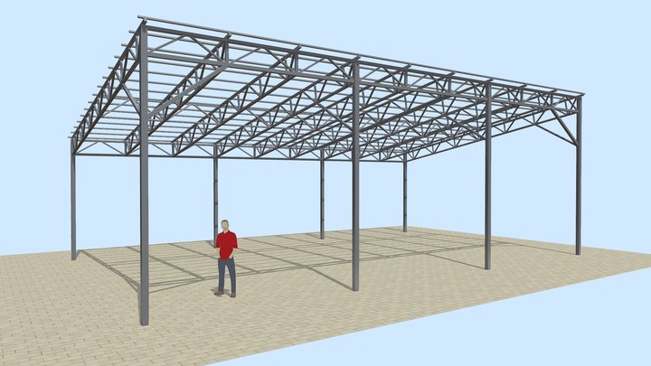 Металлический навес склад для хранения 3D Model