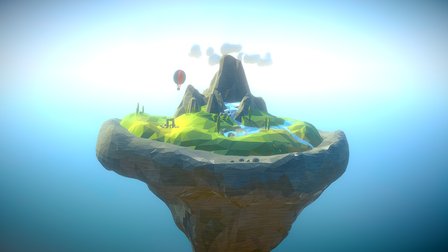 Low-poly Floating Landscape 3D Model