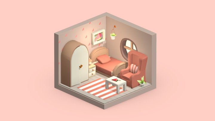 Isometric Watermelon Room 3D Model