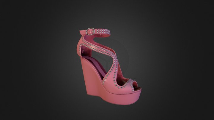 Timeless Studded Wedges Heel Shoes 3D Model