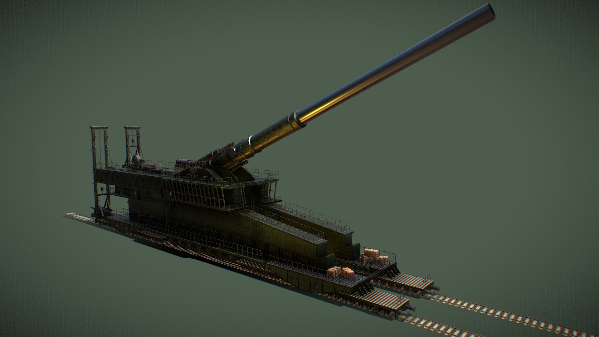 Schwerer Gustav 800mm Railroad Gun Modelo 3D - TurboSquid 1204286