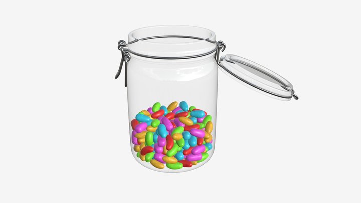 Jar with jelly beans 02 3D Model
