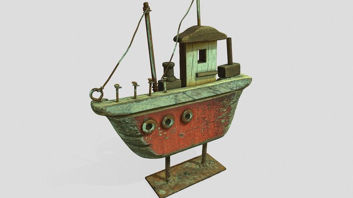 ornamental wooden boat 3D Model