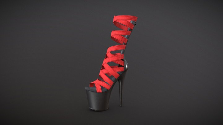 Banded Platform Stiletto Shoes 3D Model