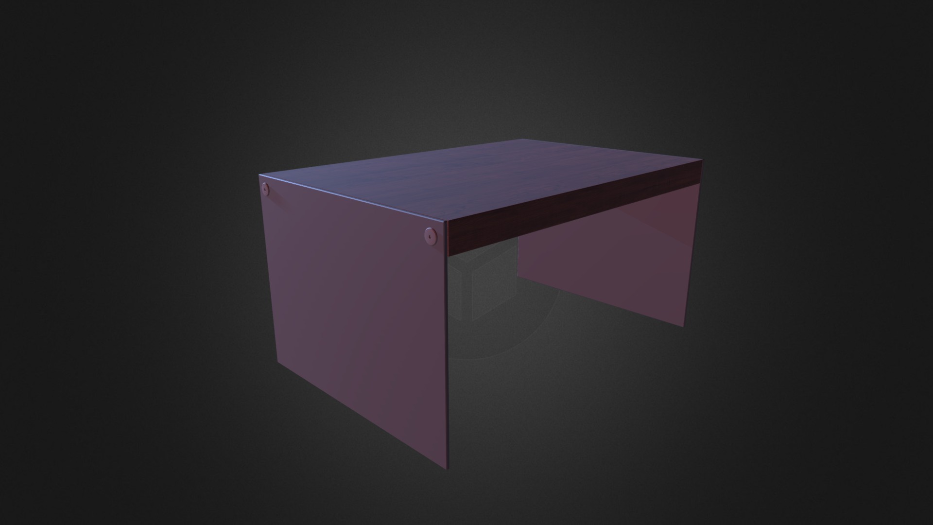 3D model Wooden Coffee Table with Glass Sides - This is a 3D model of the Wooden Coffee Table with Glass Sides. The 3D model is about a pink box with a handle.