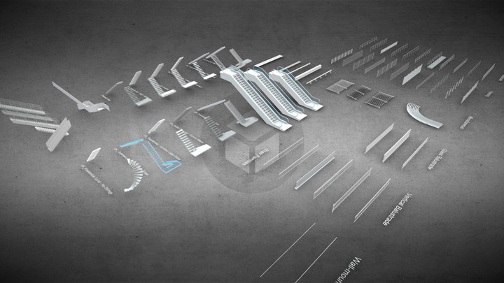 Stairs & Railings 3D Model