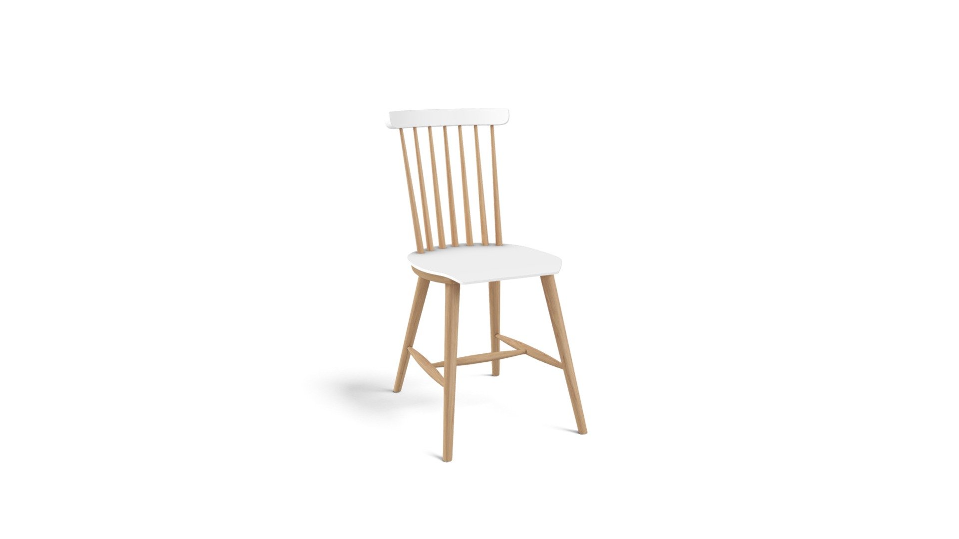 Set Of 2 Deauville Dining Chairs, Oak and White 3D model by