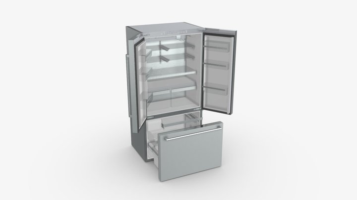 Fridge-freezer Bosch KFF96PIEP Doors Open 3D Model