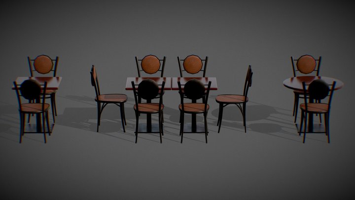 [FREE] Metallic Chair Set: Interior Asset 3D Model