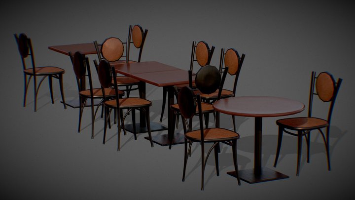 [FREE] Metallic Chair Set: Interior Asset 3D Model