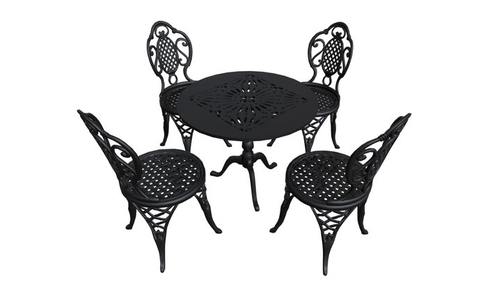 Cast iron table and chair set 3D Model