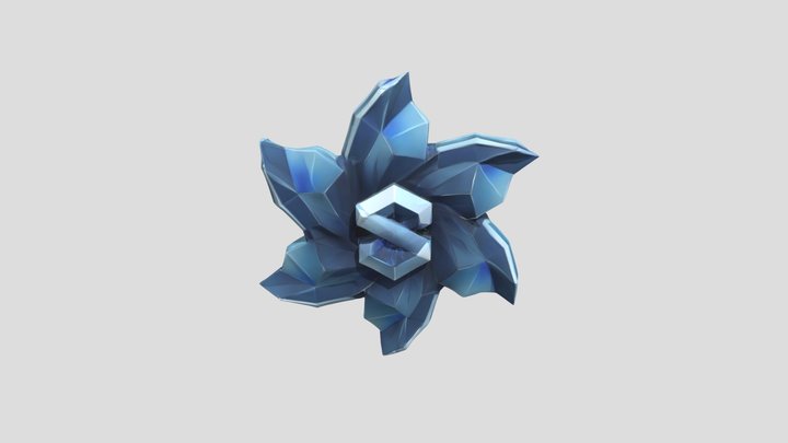 Blue Geometric Bloom 3D Model