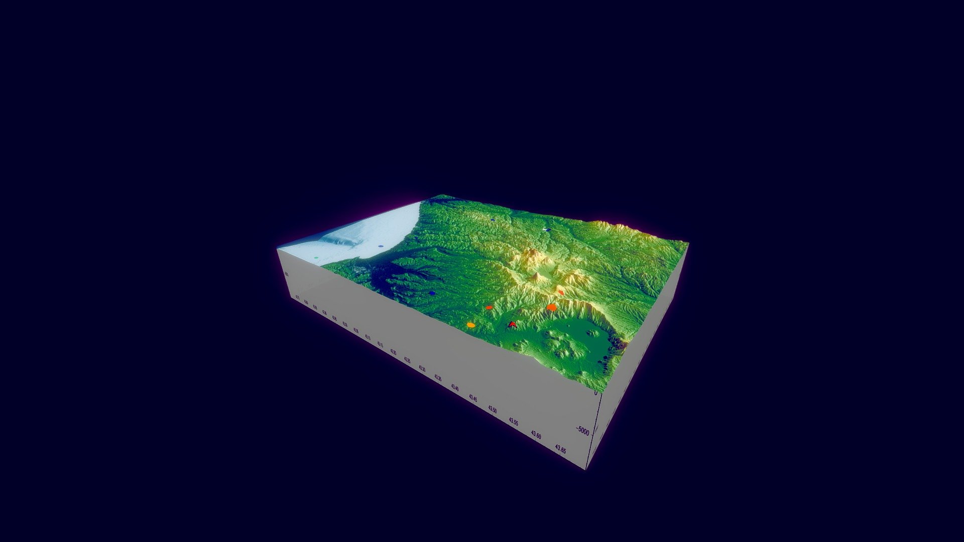 Block model of southeastern coast of Hokkaido