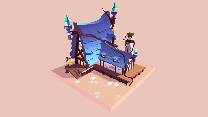 Lowpoly Warlock's Hut 3D Model