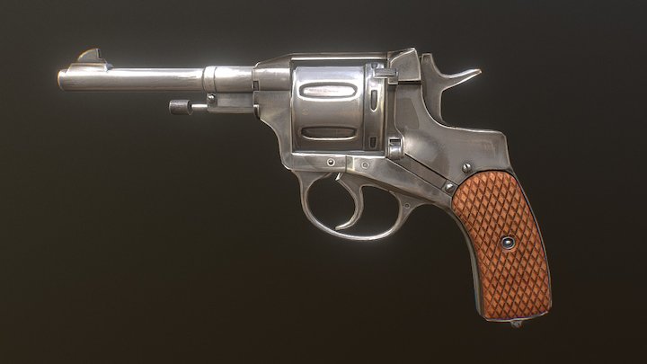 Nagant M1895 Type Revolver 3D Model