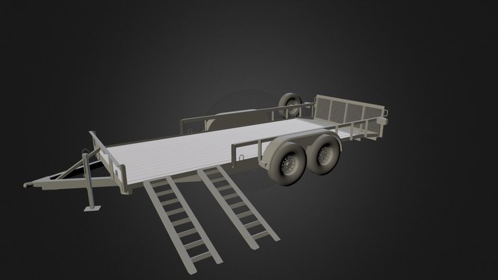 18Ft X 7Ft 7K Tandem Axle Dove Tail Trailer 3D Model