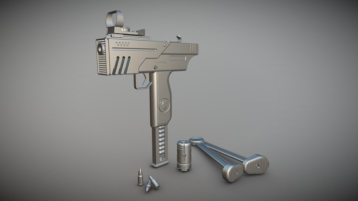 SKULL-45 - Modern Submachine Gun 3D Model