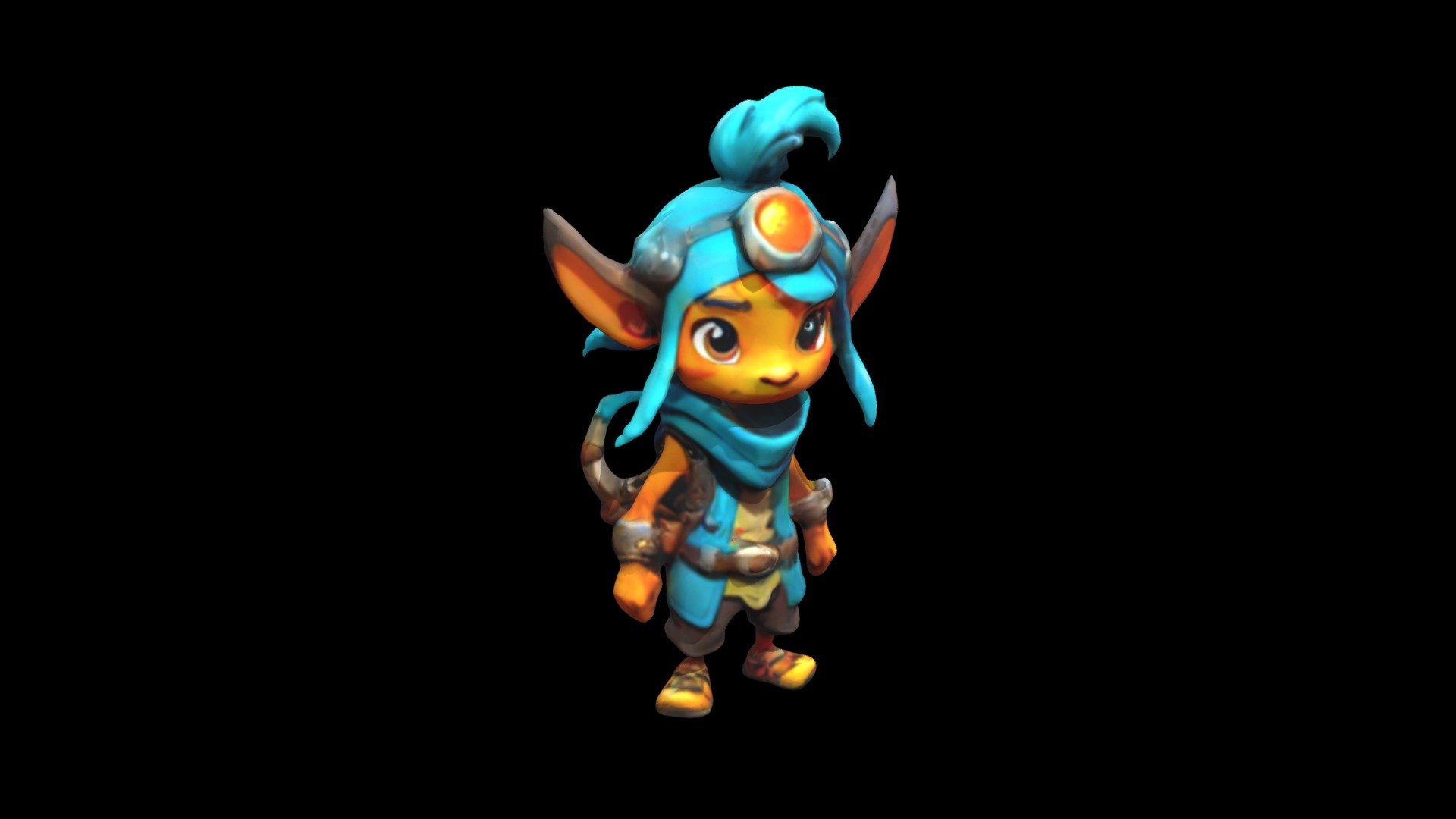 a cartoon character with blue hair and a back - Download Free 3D model ...