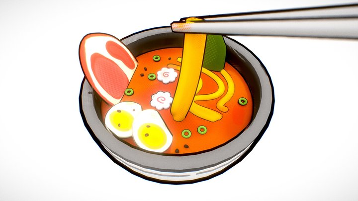 A bowl of noodle soup 3D Model