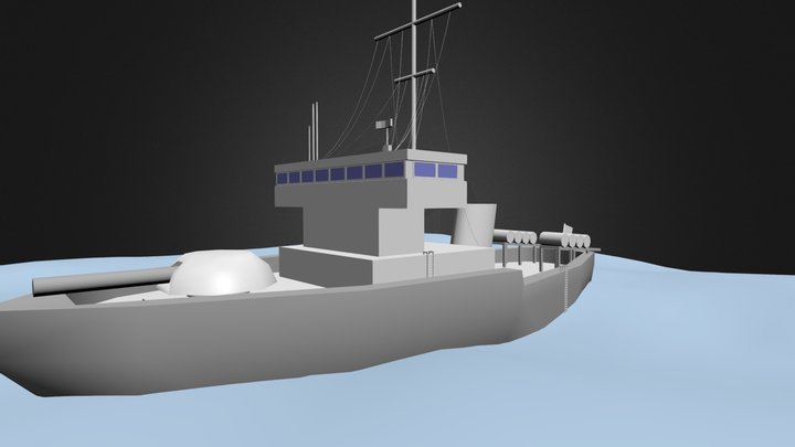 Low Poly war ship 3D Model