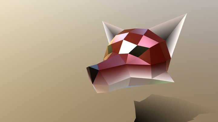 Low Poly Fox Head 3D Model