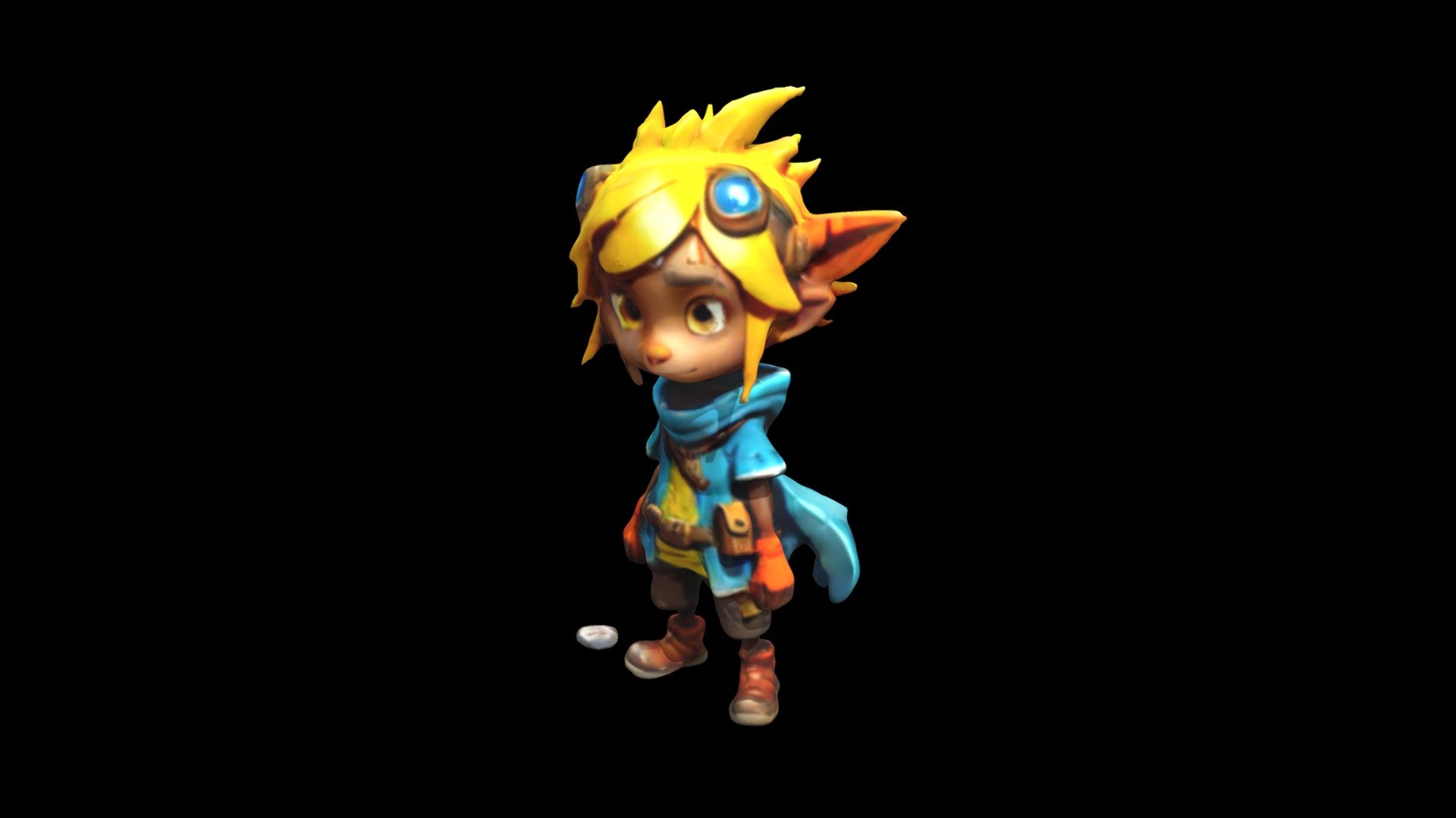 a cartoon character with yellow hair and a bl - Download Free 3D model ...