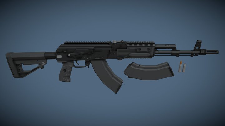 low-poly AK-203 – Free 3D Model STL