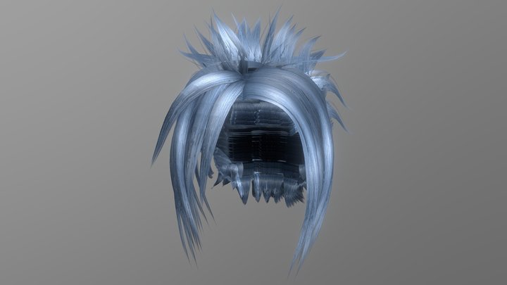 Anime Hair (Light Blue) 3D Model